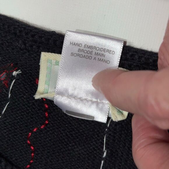 VTG Y2K Susan Bristol Hand Embroidered New Year’s Eve Party Sweater Women Size M - Picture 8 of 12